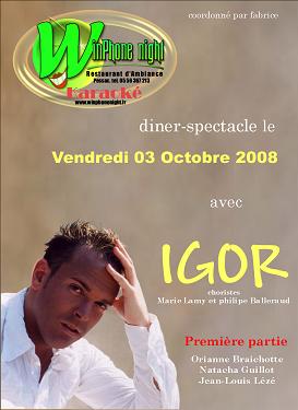 soiree diner spectacle avec IGOR